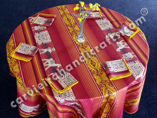 Set oval tablecloth + 6 corditading napkings