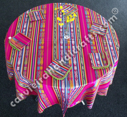Fucshia round tablecloth